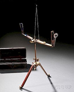 Early Brass and Mahogany Sighting Instrument