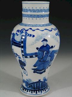Chinese Blue and White Porcelin Vase, Kangxi Mark.
