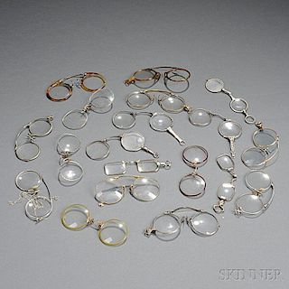 Collection of Lorgnettes and Oxford Spectacles