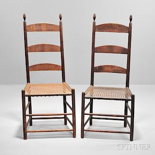 Pair of Shaker Dark Brown-stained Side Chairs