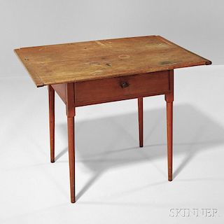 Shaker Red-stained One-drawer Table