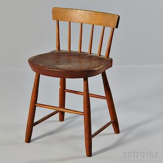 Shaker Brown-stained Pine and Maple Low-back Dining Chair