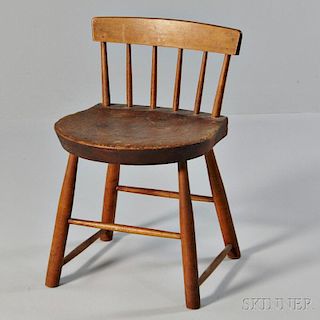 Shaker Brown-stained Pine and Maple Low-back Dining Chair