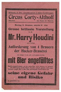 Houdini, Harry (Ehrich Weisz). Circus Corty-Althoff. Mr. Harry Houdini.