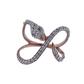 Kallati Gold Diamond Snake Ring