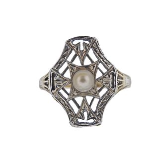 Art Deco Antique Pearl Gold Ring 