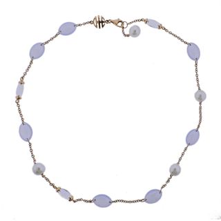 Mimi Milano 18k Gold Chrysoprase Crystal Pearl Necklace