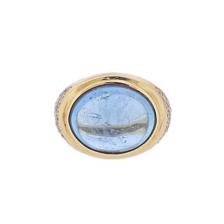 16.13ct Aquamarine Diamond 18k Gold Dome Ring