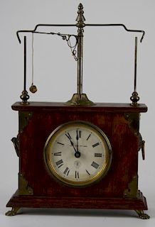 pat 1883 Jerome flying pendulum clock, running condition, ht 10.25”