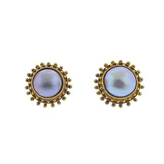 Elizabeth Locke 18k Gold Pearl Earrings