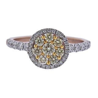 Kallati Yellow White Diamond Gold Engagement Ring