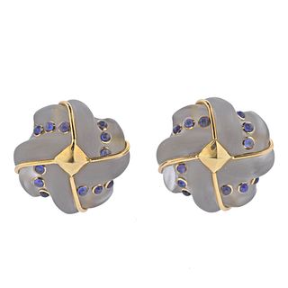 Trianon Crystal Sapphire 18k Gold Earrings