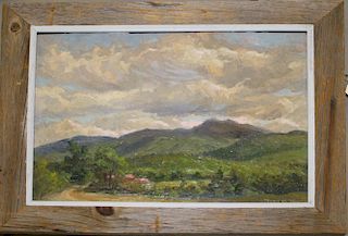 Fred M Hines( Vermont/Maine 20th c ) Mount Mansfield from Jeffersonville o/b 12 x 16" signed lower r