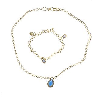 Anthony Nak 18k Gold Multi Gemstone Bracelet Necklace Lot