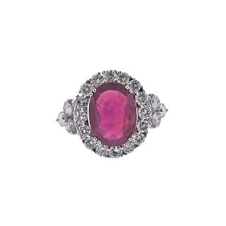 18k Gold 7.72ct Ruby Diamond Cocktail Ring