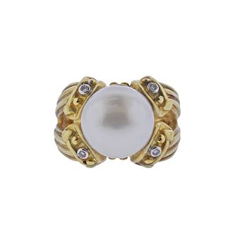 18k Gold South Sea Pearl Diamond Ring