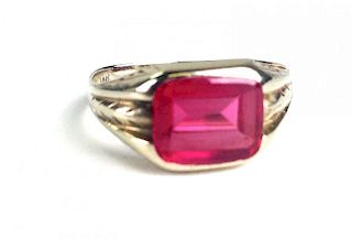 Men's 14k white gold ring having a polished natural ruby approx. 10mm x 8mm x 4mm approx. 2.5cts. Ap