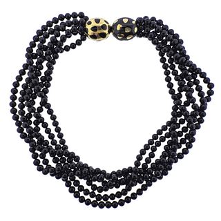 Tiffany & Co Positive Negative 18k Gold Black Jade Necklace