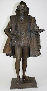 Frederick William MacMonnies (American 1863-1937) bronze sculpture of William Shakespeare with F Gru