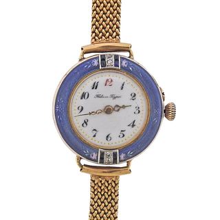 Vintage Pavel Bure 14k Gold Diamond Sapphire Enamel Watch