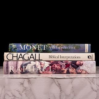 Libros sobre artistas europeos. The Complete Work of Raphael / Monet a Retrospective / Marc Chagall. Piezas: 3.