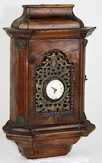 ca 1750 Wm Wills- London gilt brass verge pocket watch w/ period brass & mahogany wooden hutch case