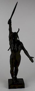 1912 Victor Joseph Segoffin (French 1867-1925) bronze sculpture of Vercingetorix, ht 30”