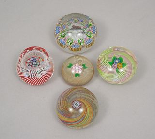 (5) Perthshire Art Glass Paperweights.