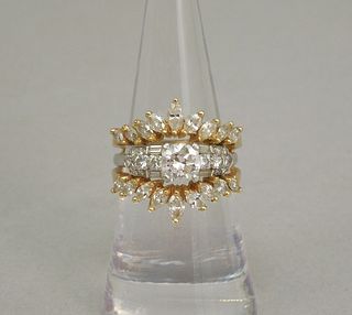 Platinum and Gold Nested Bridal Ring Set.