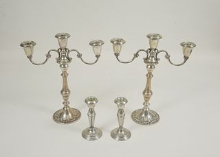 (2) Pairs of Weighted Sterling Candle Holders.