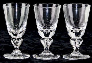 11 Steuben trumpet teardrop stem blown crystal wine goblets signed on base 7" x 3.5"