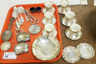 TRAY STERL 31.38 OZT AND SILVERPLATE GRAPE SHEERS ETC