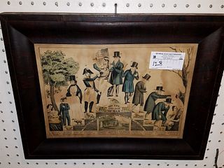 FRAMED CURRIER & IVES THE LIFE AND AGE OF MAN 9 1/2" X 13 1/2"
