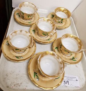 TRAY 9 19TH C CUPS AND SAUCERS