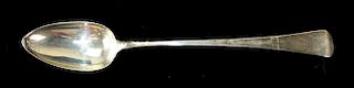 George III sterling silver stuffing spoon with fiddle thread end hallmarked Richard Crossley, London