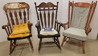 LOT 2 STENCILED PINE ROCKERS & MAPLE ARM CHAIR- NO SEAT