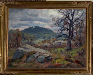 Thomas Curtin (Vermont 1899-1977) Gathering Storm o/b 16 x 20" estate stamped lower left