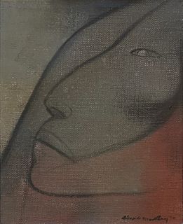 Ricardo Martinez (Mexico, 1918-2009) Perfil Maya, 1979, oil on canvas, 10 x 7.9 in