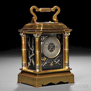 French Grande Sonnerie Gilt Carriage Clock