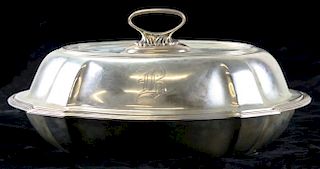 Sterling covered serving dish. Marked sterling D266. approx 37.8 troy oz.