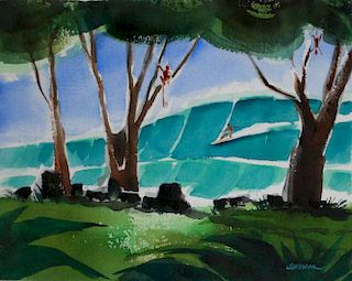 John Severson (American 1933-) Costa Rica Surf Scene w/c signed lower right  12 x 16"