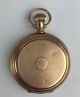 14k y.g. Tissot & Sons Swiss pocket watch. Closed face, Roman numeral dial, Arabic numeral second ha