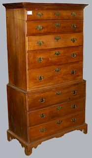 Chippendale maple chest on chest, married. 38"w x 72½"h x 19"d.
