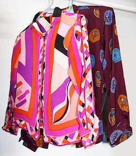 2 Emilio Pucci, Henri Kendal silk blouses, size 42