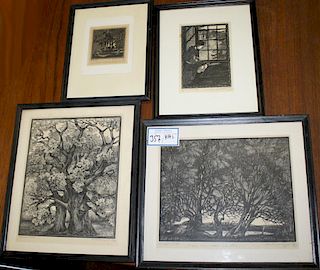 Alec Buckels (English 20th c ) four woodblock prints artist inscribed and dated 1924-1930
