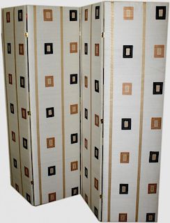 Contemporary 4 section upholstered room divider screen, ht 7'