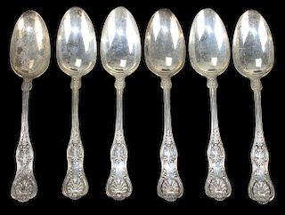 Dominick & Haff "King" pattern serving spoons, marked "Baily Banks & Biddle Sterling". 14.1 troy oz.