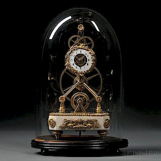 Miniature Ormolu and Marble Skeleton Clock