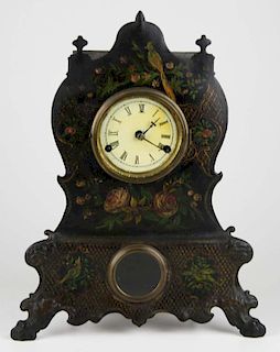 19th c Bradley & Hubbard iron face shelf clock, ht 15.5”
