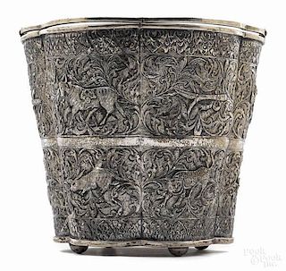 Chinese silver bucket, ca. 1870, with two swing
